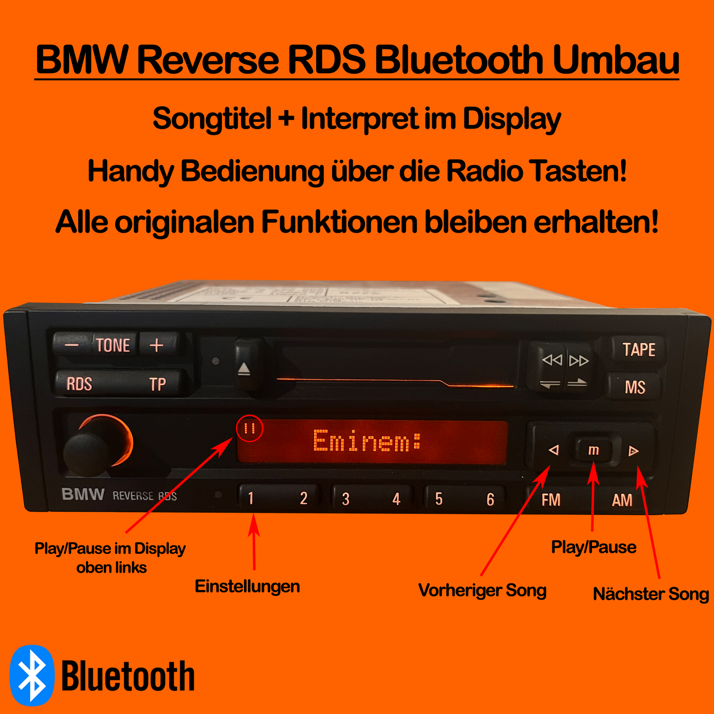 BMW Reverse RDS auf Bluetooth umgebaut